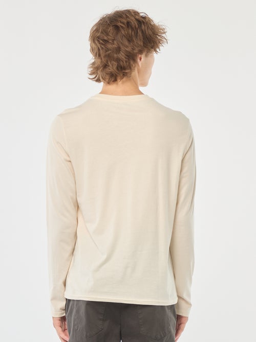 T-shirt de manga comprida com estampado à frente - Kiabi