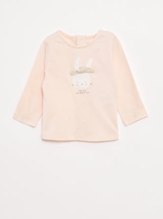 T-shirt de manga comprida com estampado à frente
