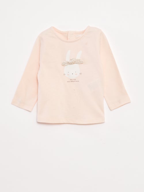 T-shirt de manga comprida com estampado à frente - Kiabi