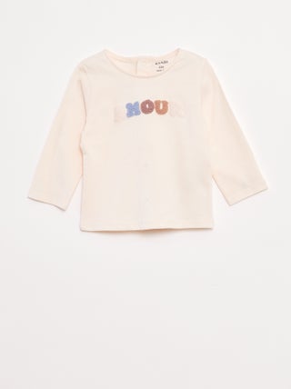 T-shirt de manga comprida com estampado à frente