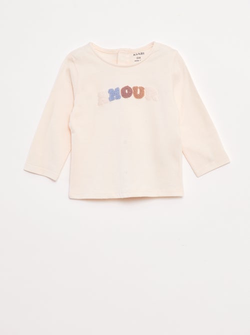 T-shirt de manga comprida com estampado à frente - Kiabi
