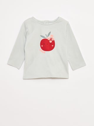 T-shirt de manga comprida com estampado à frente