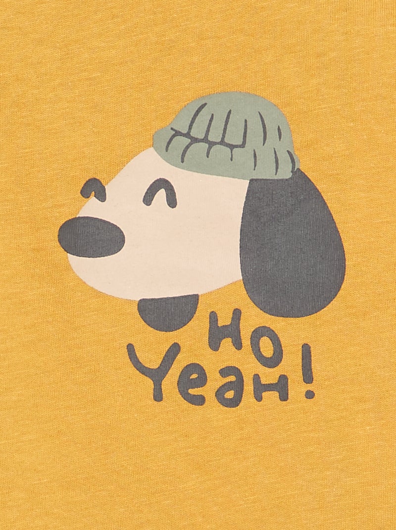 T-shirt de manga comprida com estampado Amarelo - Kiabi