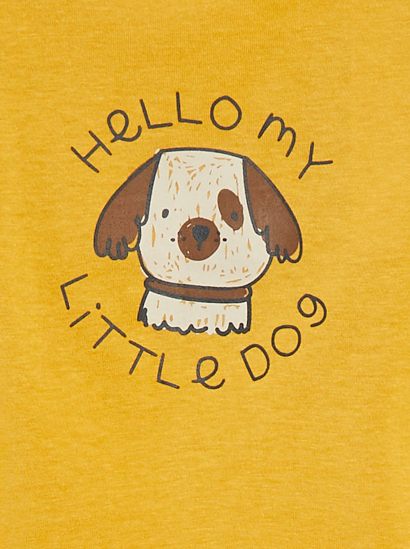 T-shirt de manga comprida com estampado Amarelo - Kiabi