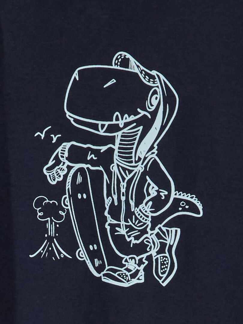 T-shirt de manga comprida com estampado AZUL - Kiabi
