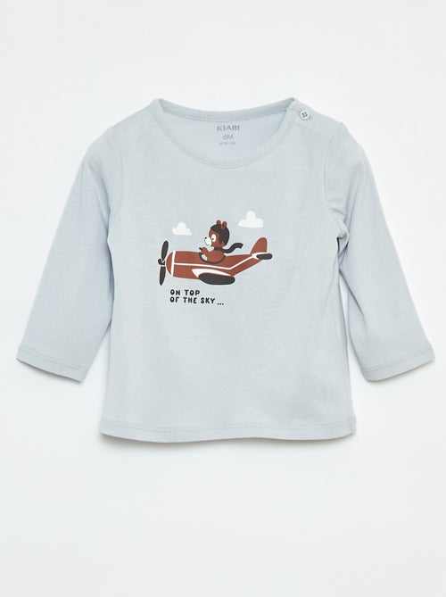 T-shirt de manga comprida com estampado - Kiabi