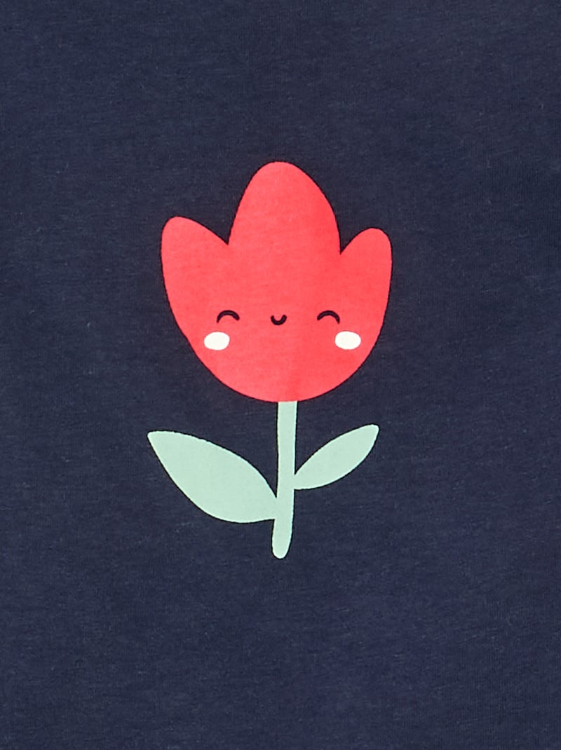 T-shirt de manga comprida com estampado Azul - Kiabi