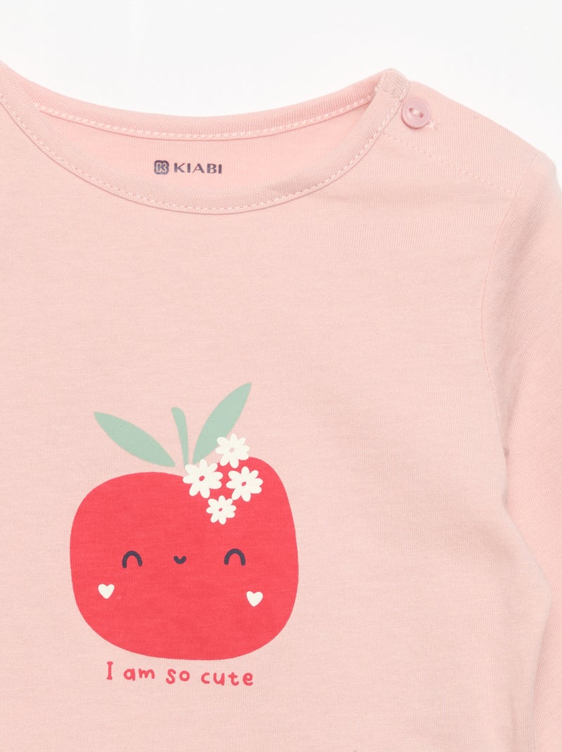 T-shirt de manga comprida com estampado Azul - Kiabi