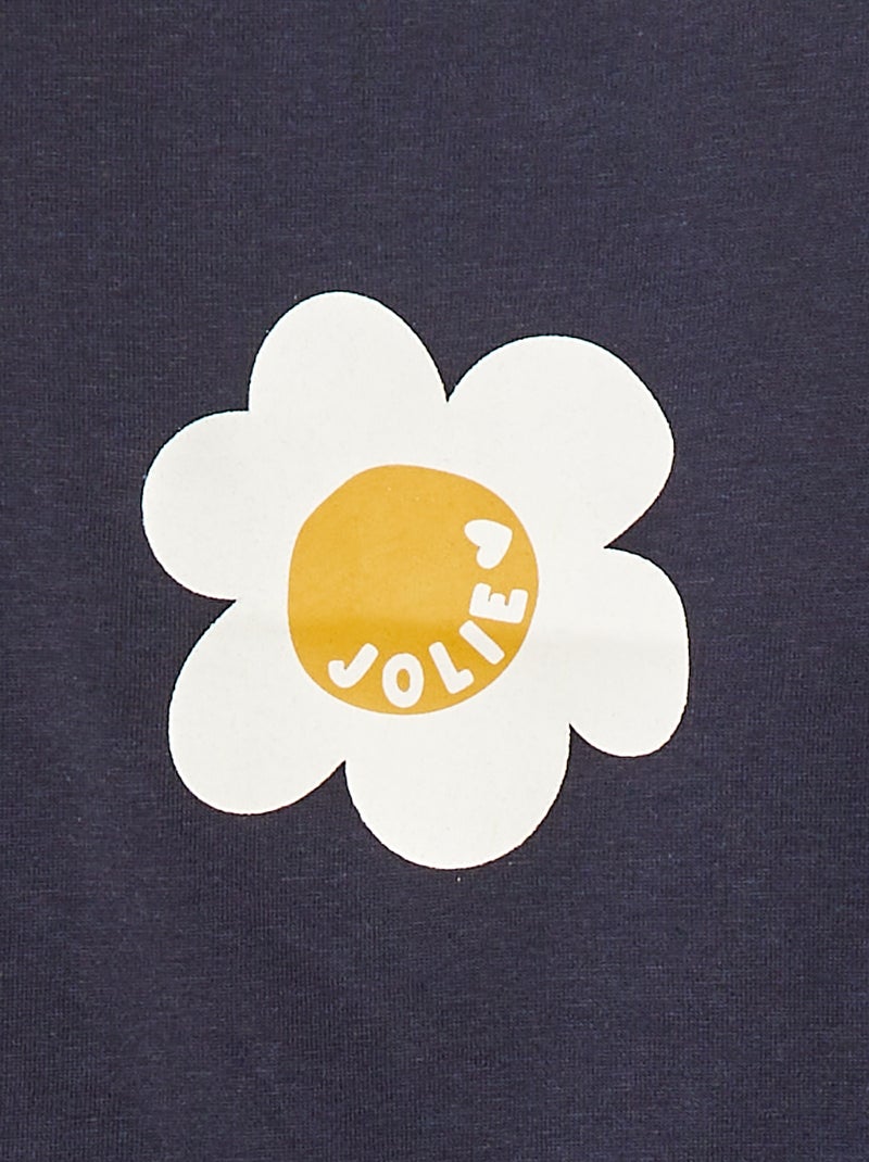 T-shirt de manga comprida com estampado Azul - Kiabi