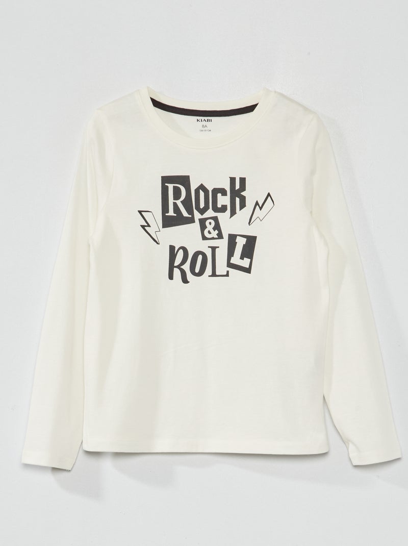 T-shirt de manga comprida com estampado BEGE - Kiabi