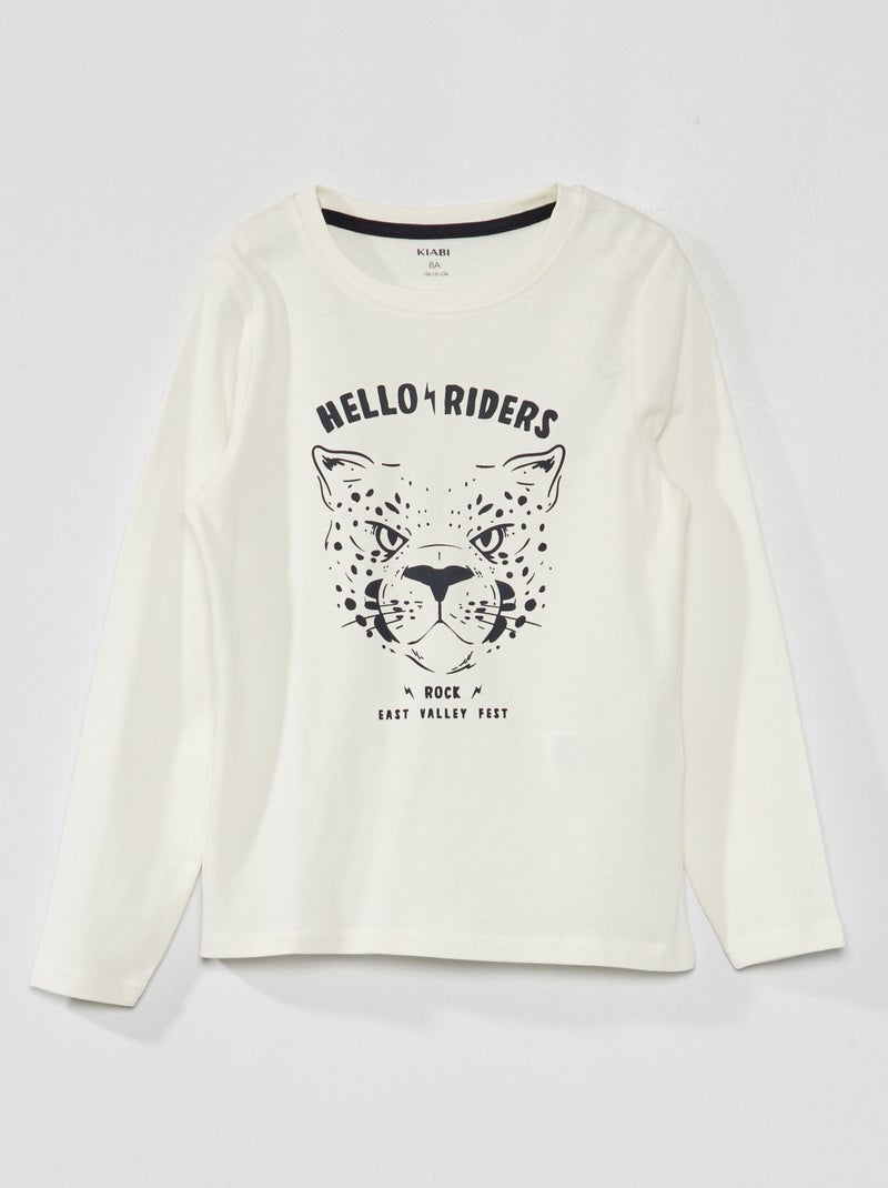 T-shirt de manga comprida com estampado BEGE - Kiabi