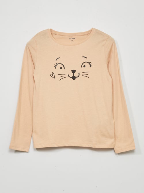 T-shirt de manga comprida com estampado - Kiabi