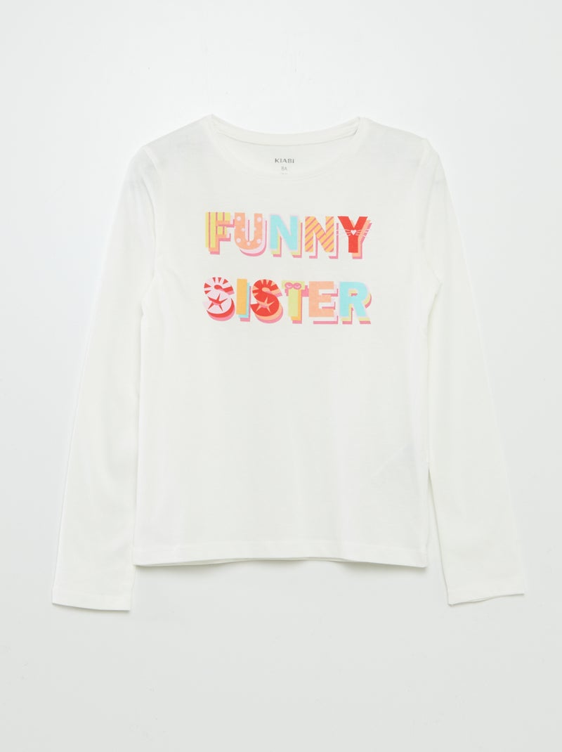 T-shirt de manga comprida com estampado BEGE - Kiabi