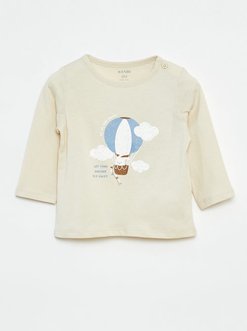 T-shirt de manga comprida com estampado - Kiabi