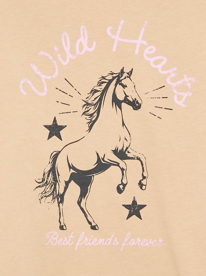 T-shirt de manga comprida com estampado Bege - Kiabi