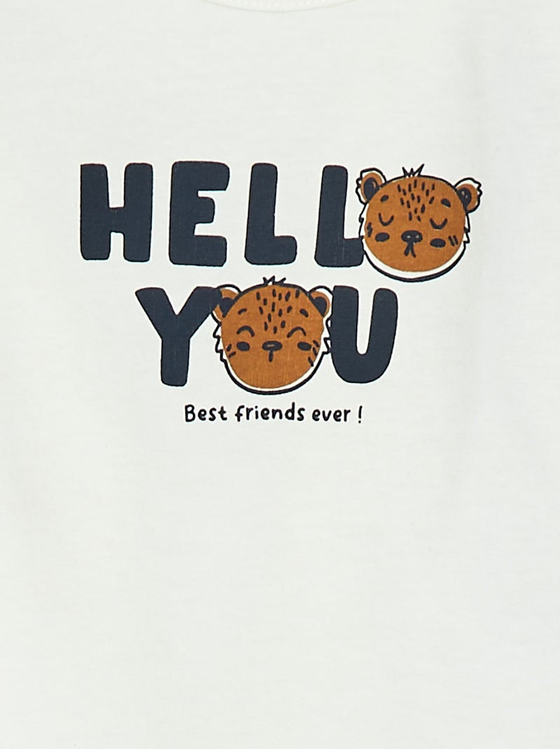 T-shirt de manga comprida com estampado Branco - Kiabi