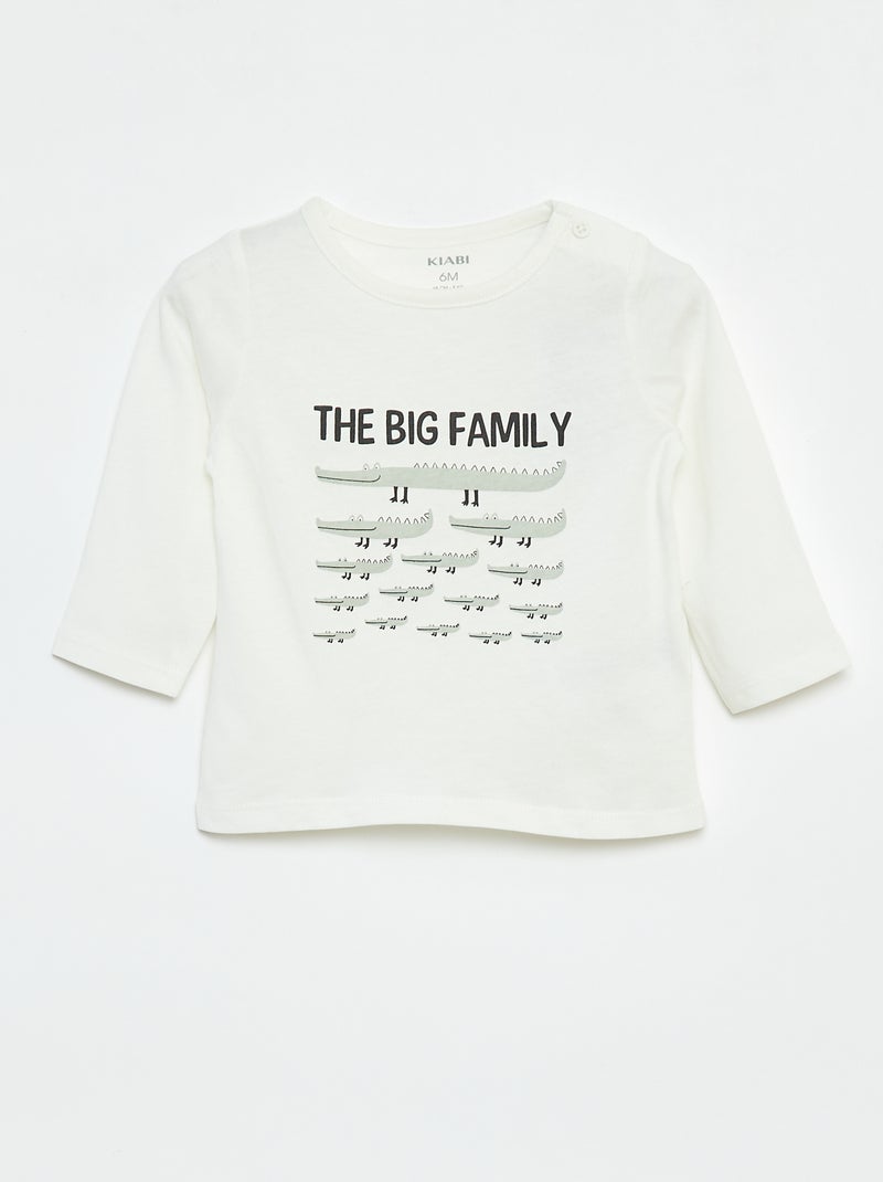 T-shirt de manga comprida com estampado Branco - Kiabi