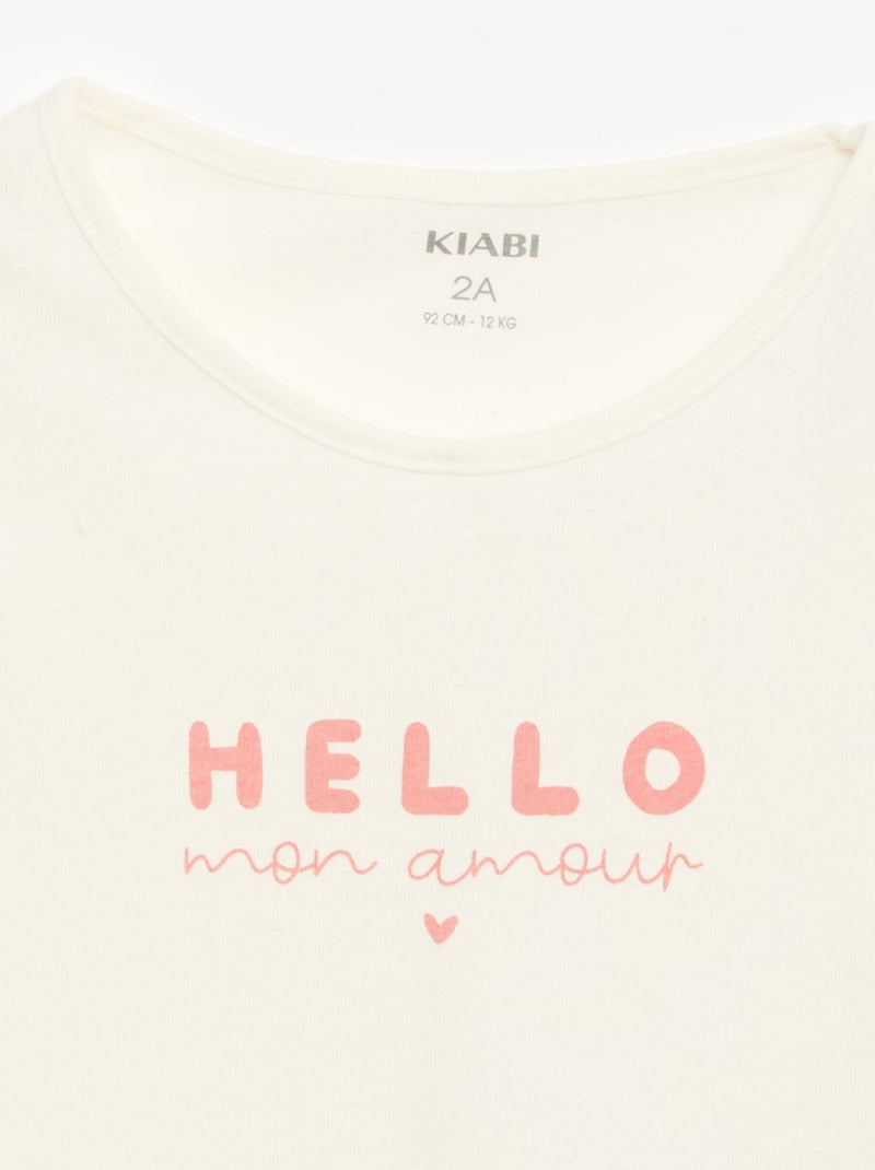 T-shirt de manga comprida com estampado Branco - Kiabi