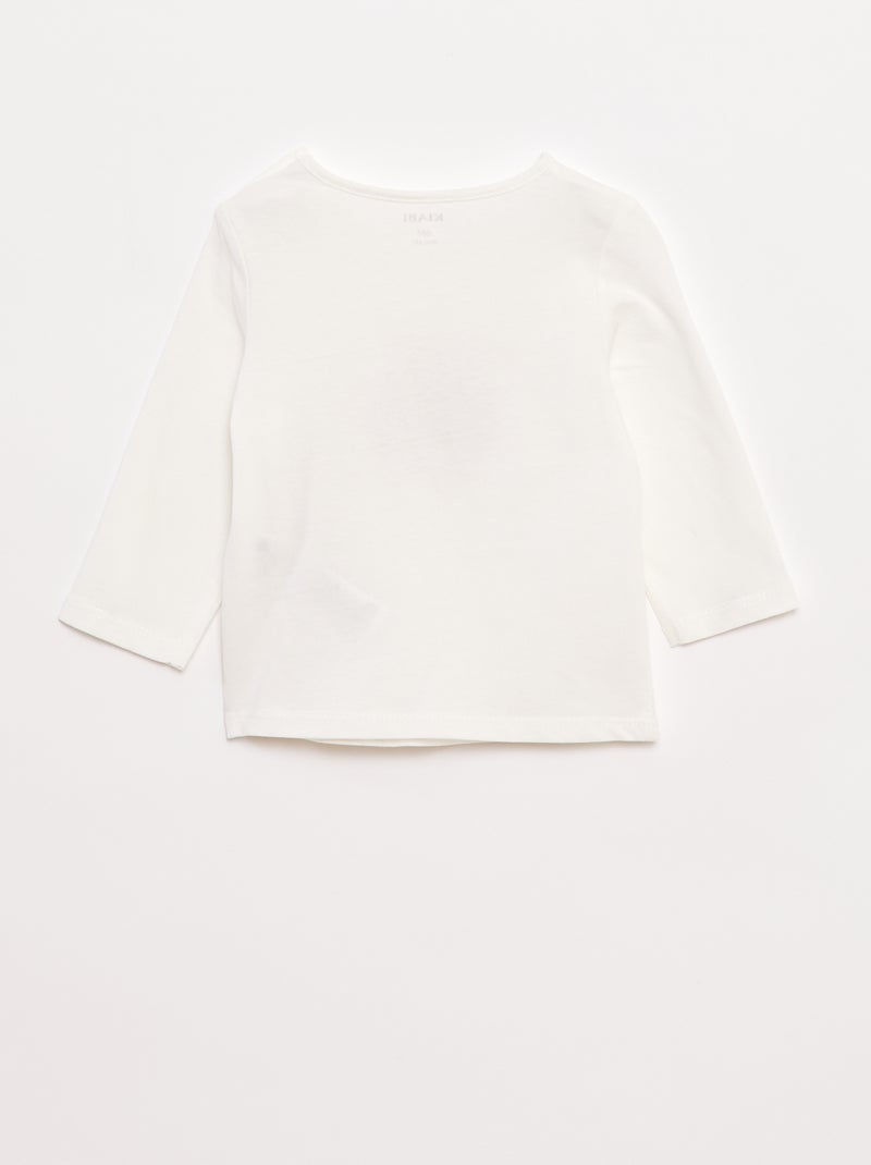 T-shirt de manga comprida com estampado Branco - Kiabi