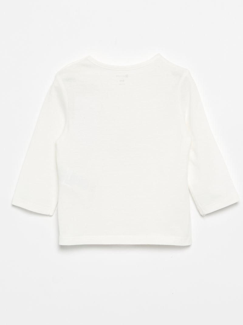 T-shirt de manga comprida com estampado Branco - Kiabi