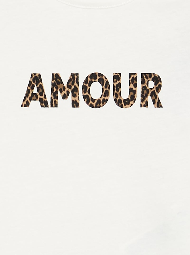 T-shirt de manga comprida com estampado Branco - Kiabi