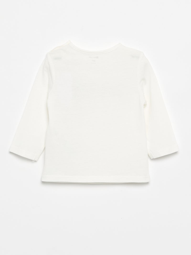 T-shirt de manga comprida com estampado Branco - Kiabi