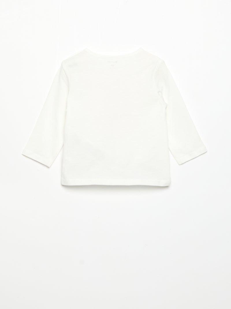T-shirt de manga comprida com estampado Branco - Kiabi
