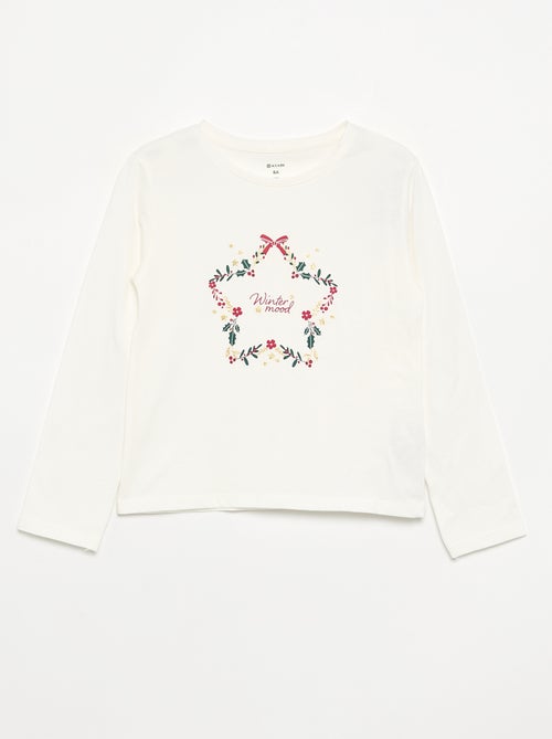 T-shirt de manga comprida com estampado - Kiabi