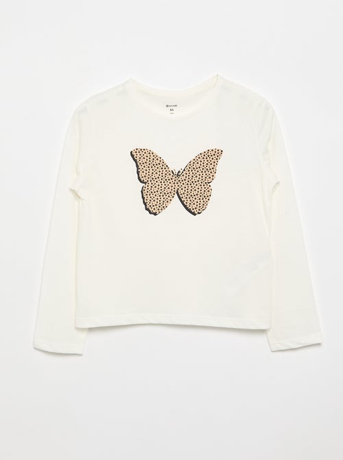 T-shirt de manga comprida com estampado - Kiabi