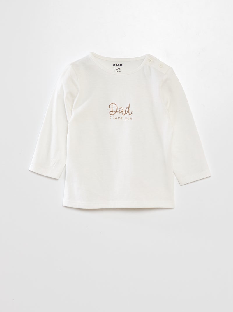 T-shirt de manga comprida com estampado BRANCO - Kiabi