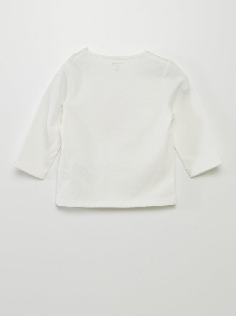 T-shirt de manga comprida com estampado BRANCO - Kiabi