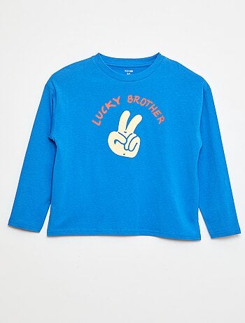 T-shirt de mangas compridas com estampado 'brother'