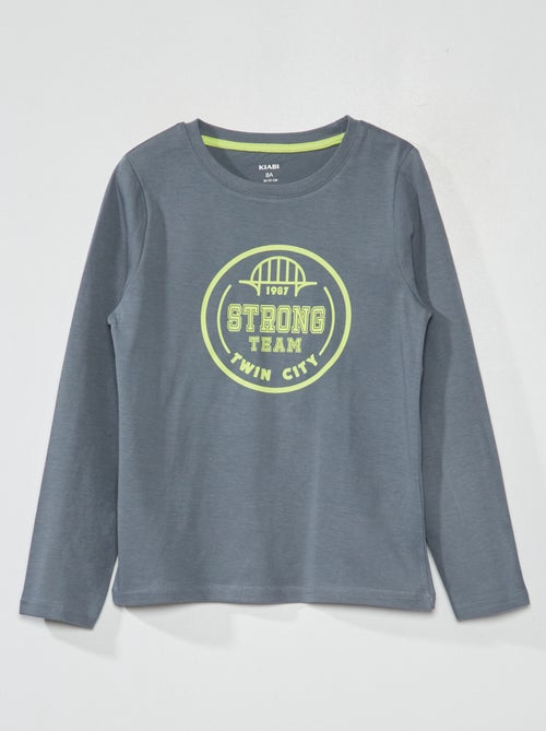 T-shirt de manga comprida com estampado - Kiabi