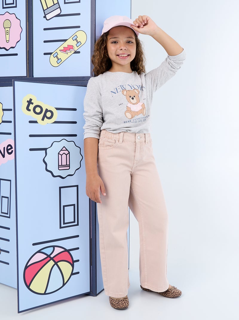 T-shirt de manga comprida com estampado Cinza - Kiabi