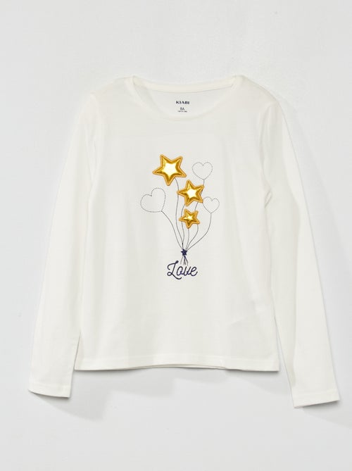T-shirt de manga comprida com estampado fantasia - Kiabi