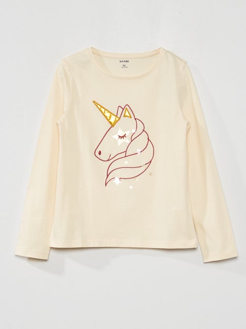 T-shirt de manga comprida com estampado fantasia - Kiabi