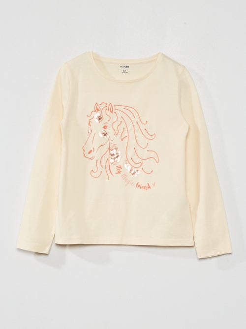 T-shirt de manga comprida com estampado fantasia - Kiabi