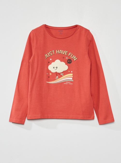 T-shirt de manga comprida com estampado fantasia - Kiabi