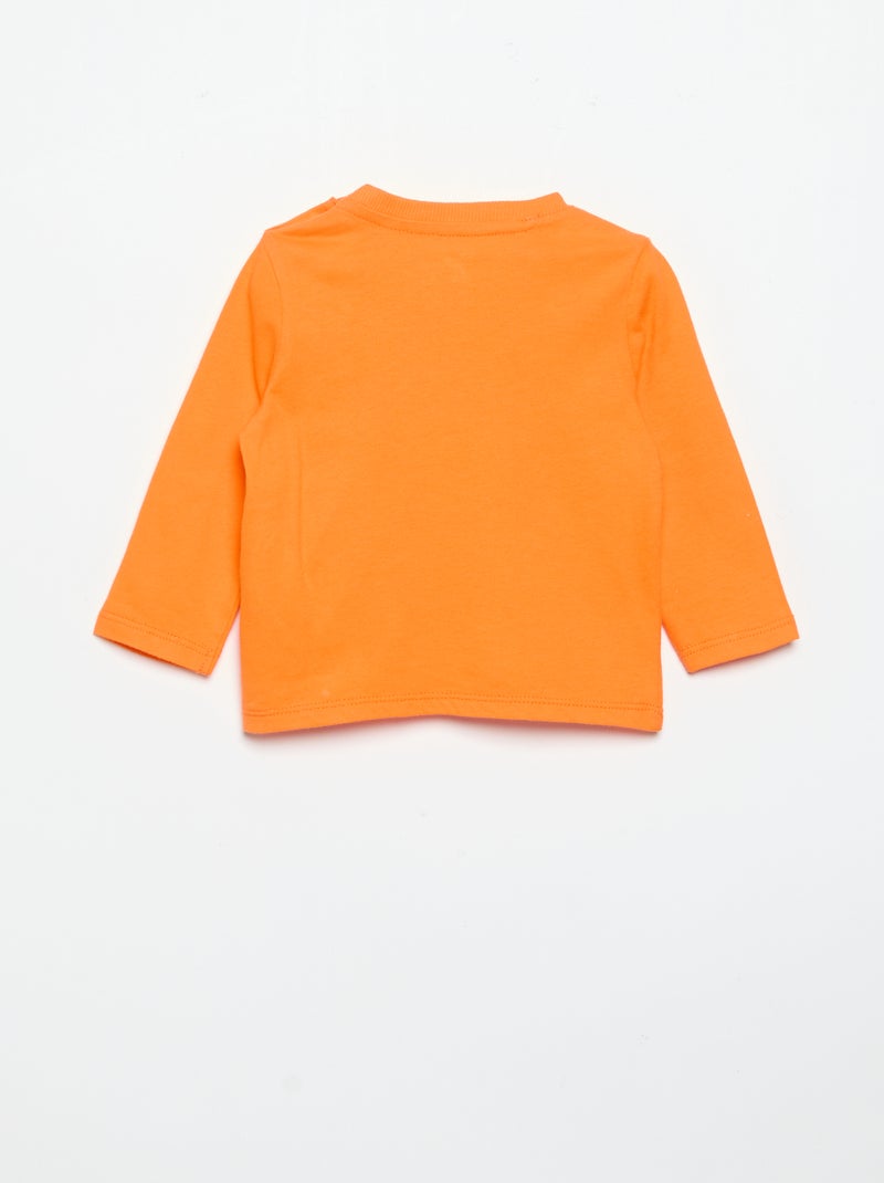 T-shirt de manga comprida com estampado 'Halloween' Laranja - Kiabi