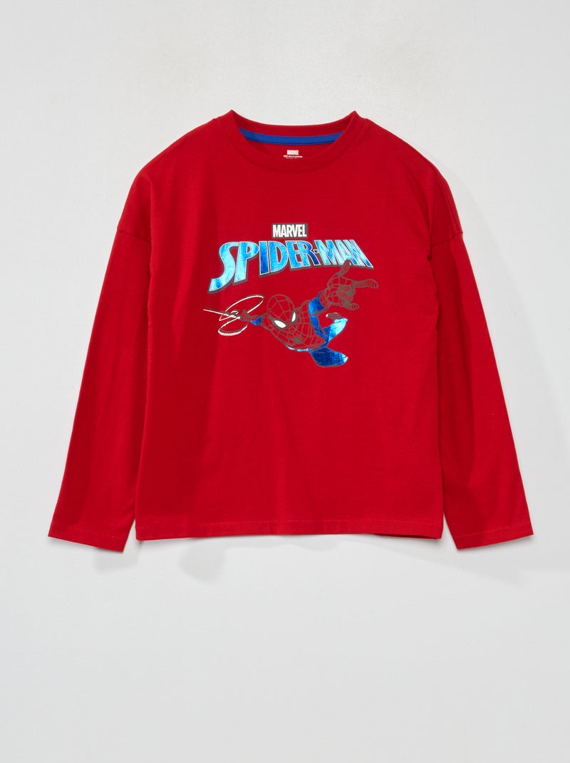 T-shirt de manga comprida com estampado 'Homem-Aranha' VERMELHO - Kiabi