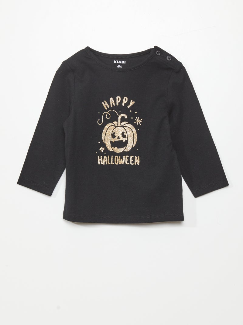 T-shirt de manga comprida com estampado PRETO - Kiabi