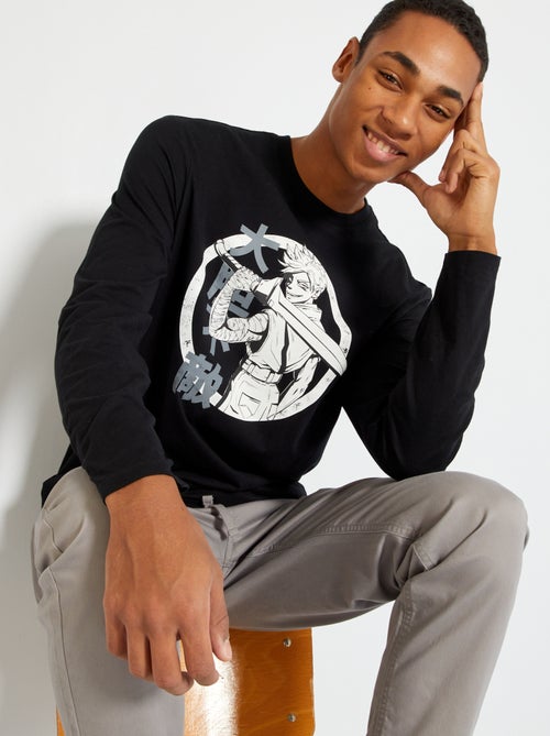 T-shirt de manga comprida com estampado - Kiabi