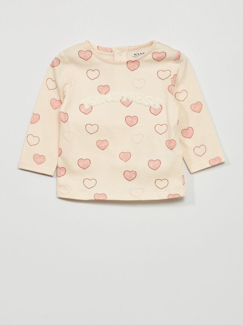 T-shirt de manga comprida com estampado ROSA - Kiabi