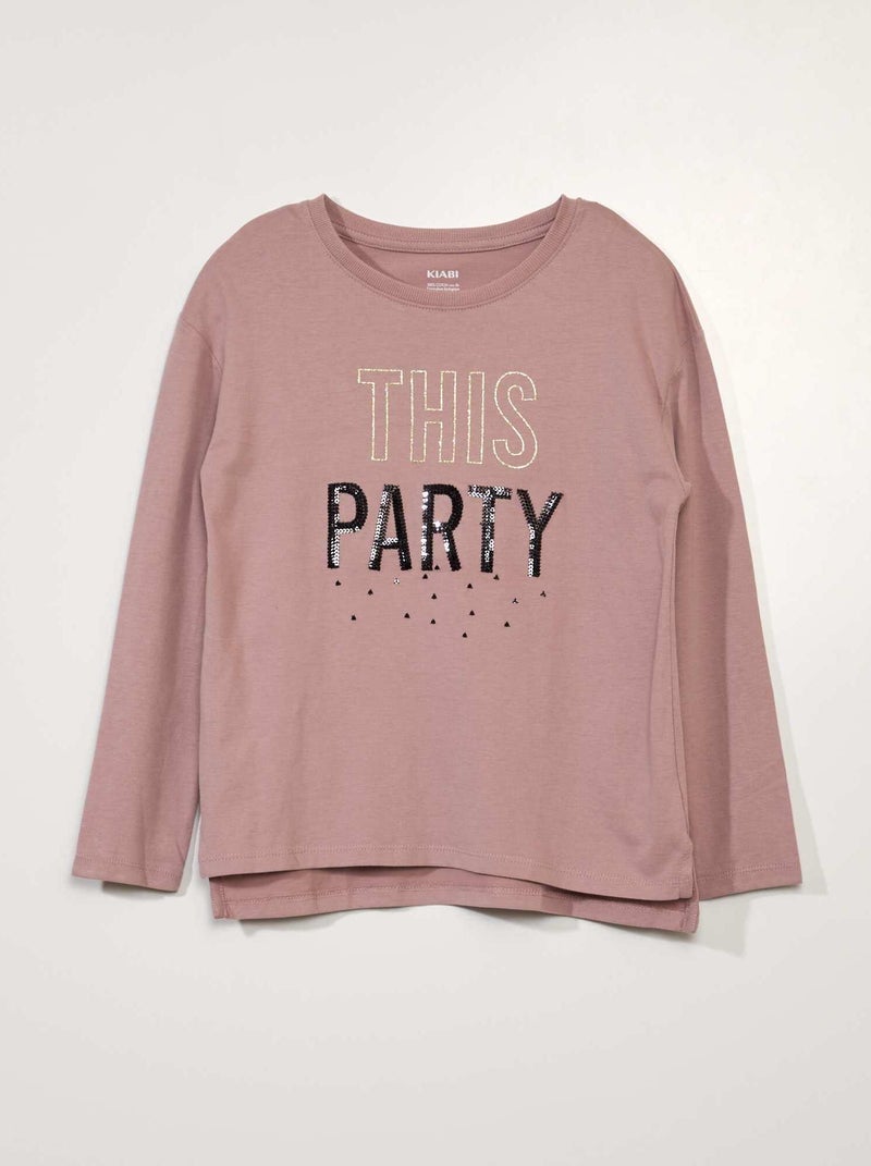 T-shirt de manga comprida com estampado ROSA - Kiabi