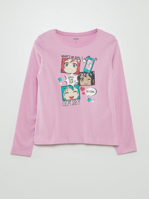 T-shirt de manga comprida com estampado - Kiabi