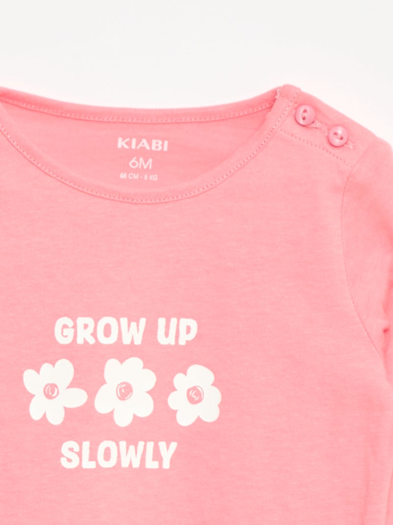 T-shirt de manga comprida com estampado Rosa - Kiabi
