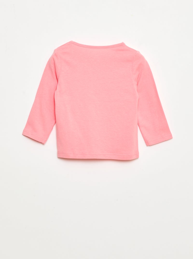 T-shirt de manga comprida com estampado Rosa - Kiabi