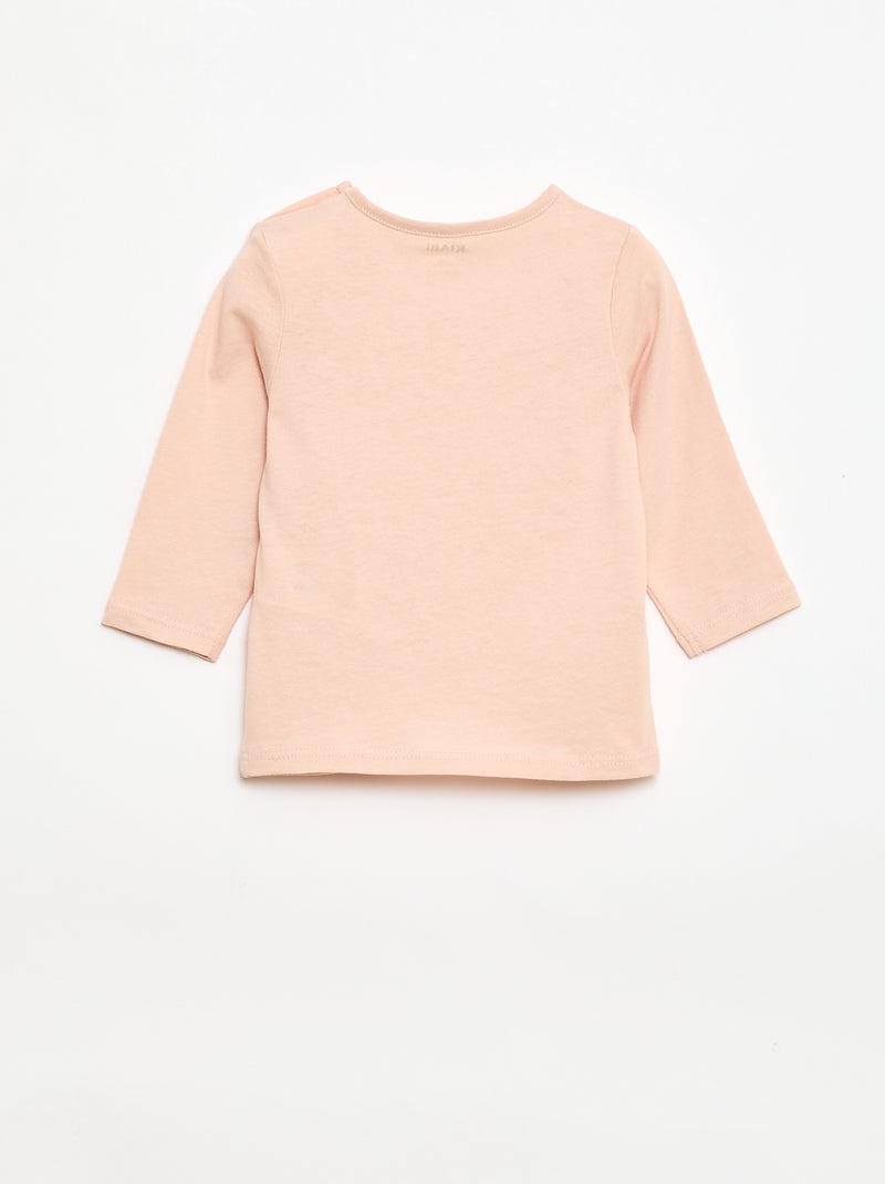 T-shirt de manga comprida com estampado Rosa - Kiabi