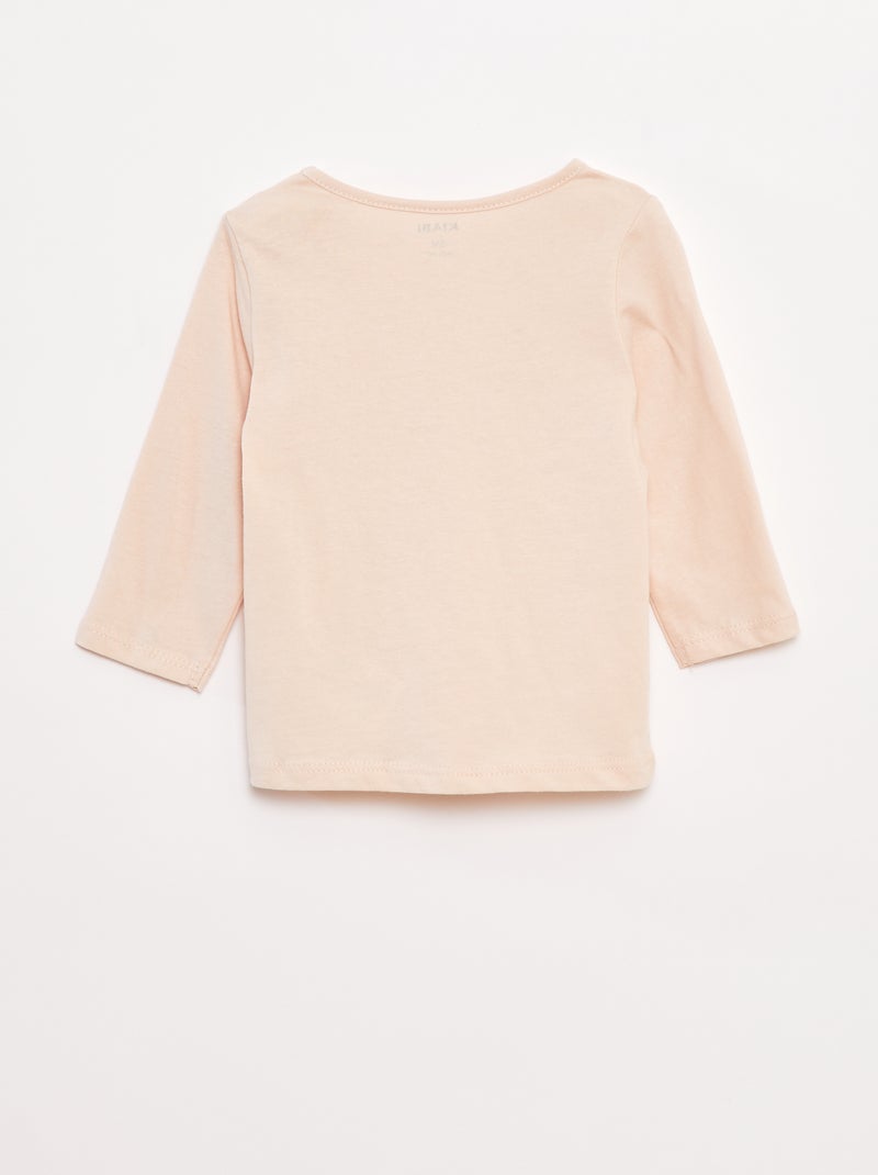 T-shirt de manga comprida com estampado Rosa - Kiabi