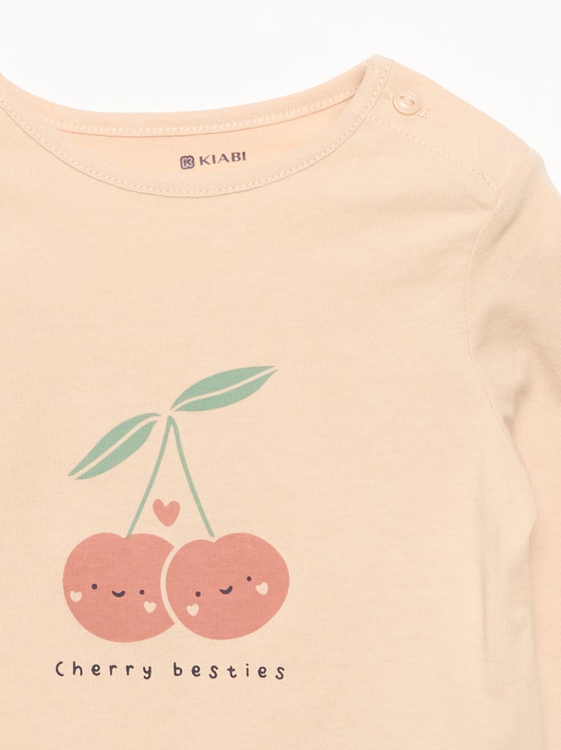 T-shirt de manga comprida com estampado Rosa - Kiabi